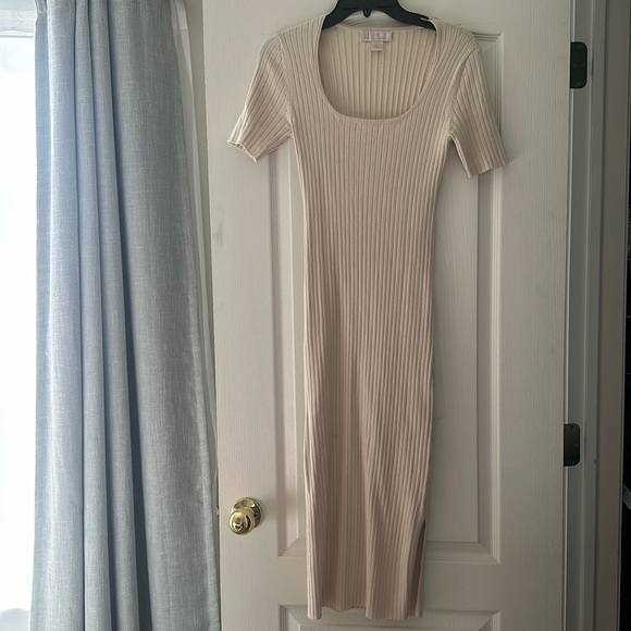 Ribbed Knit Dress in Natural - Picture 1 of 2